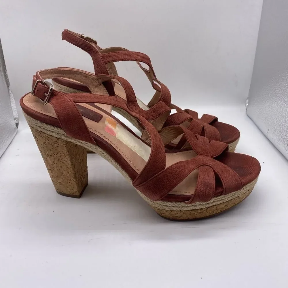 Nurture Rust Color Cork Platform Heels Size 9.5